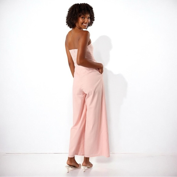 🌻NEW w.Tags Petal & Pup Jodie Pale Pink Strapless Jumpsuit Size Large - Picture 7 of 12
